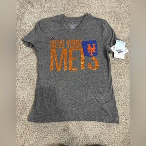 NEW! New York Mets Girl’s T Shirt Medium Pocket Baseball Orange and Blue